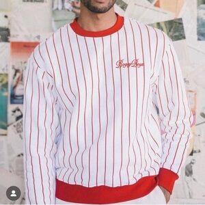 Bogey Boys Pinstripe Crewneck Sweatshirt NEW Men's Large Red White Golf Pullover